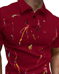 Men Self Design Polo Neck Cotton Blend Maroon T Shirt Size Xl