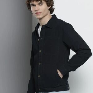 The Indian Garage Co Men Navy Blue Colour Solid Casual Jacket Size S
