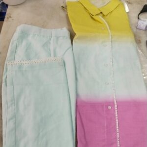 Vibe Vision Women Multi Color Collar Shirt With Trouser Size 3Xl