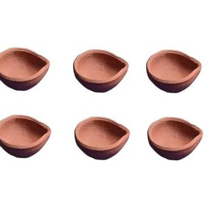 Meeto Mitti Ka Diya For Puja Handmade Decorative Clay Diya Lamps For Pooja Decoration For Diwali Pooja 6Pcs