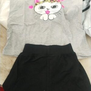 Kids Girls Grey Printed Colour T Shirt With Shorts Size 56Yrs