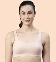 Women Peach Sport Bra Slim Stript Size 32