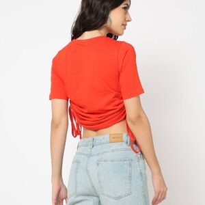 YOUSTA Girls Printed Relaxed Fit Top Red size 11 to 12 yer