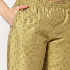 AVAASA Women Geometric Printed Plazzo Pant colour green size L