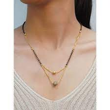 Priyaasi Niscka Traditional 18k Gold Plated American Diamond AD and CZ Stone Layered Mangalsutra