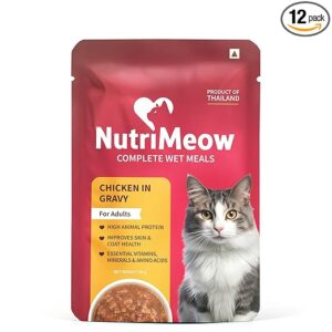 Nutrimeow HUFT Chicken in Gravy Wet Cat Food for Adult Cats 80gm Pack of 12