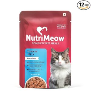 Nutrimeow HUFT Tuna in Jelly Wet Food Pouch for Adult Cats 80gm Pack of 12