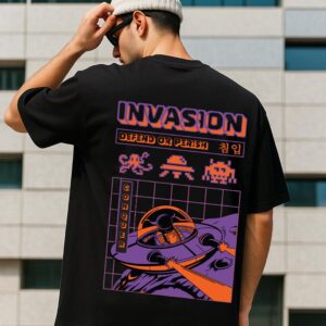 VEIRDO Men Graphic Printed Round Neck Pure Cotton Oversized Tshirt multi colour size L