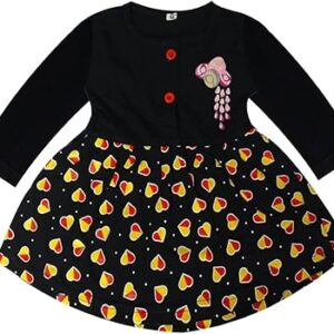 KidzzCart Baby Girls Pure Cotton Frock Dress Full Sleeves black colour size LKidzzCart