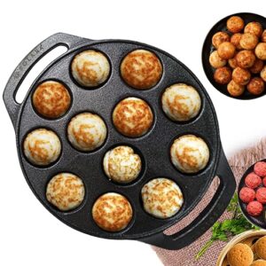 SOLARA Cast Iron 8 inch 20 CM Paniyaram Pan 12 Cavities Pan