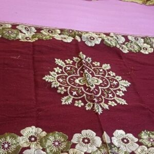 Private Lable Floral Self Design Cotton table cover for home marron colour