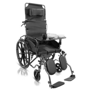 KosmoCare Crest Series Recliner cum Commode Wheelchair with UCut Seat RCS307 Black COlour