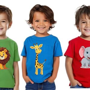 Privat Lable Cotton Round Neck Tshirt for Kids Multicolour Size 3To 4 Years Pack of 3