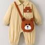 Hopscotch Kids Girls Teddy Applique Bodysuit with Sling Bag Beige Colour Size 3To 4 Years