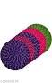 Private Lable Home Printed Cotton Anti Slip Round Shape Door Mat Multicolor Pack of 5