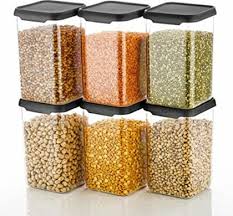 Private Lable Plastic Grocery Container Pack Of 6 Black