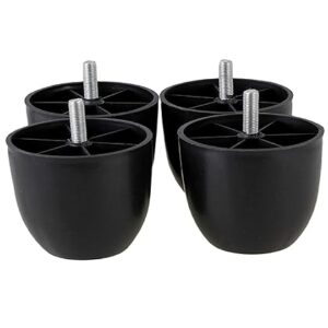Private Lable 3 Inch Round Heavy Quality Non Breakable Plastic Furniture Leg Pack of 4 Black