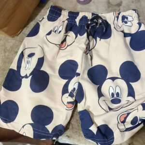 Private Lable Kids Micky Mouse Printed Shorts Beige with Black Size L
