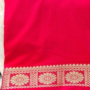 Private Lable Ladies Red Weaving Banarasi Saree red colour separate blouse
