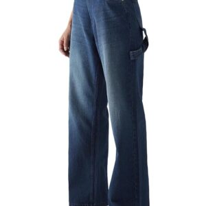 Intribe Womens 100 Cotton Wide Leg Jeans midium blue colour Size 28