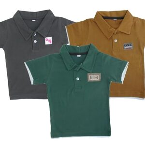 Private Lable gowsika Brand Generic Kids Collor Tshirt Pack of 3 multi colours size M