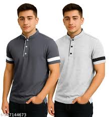 Keesor men T shirts pack of 2 black and grey colour size M