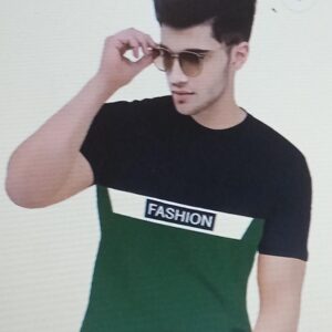 KEESOR Men Colorblock Round Neck Cotton Blend Green TShirt green colour size M