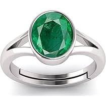 Private Lable 9point25 Ratti Emerald Panna Gemstone Ring For Men And Women silver