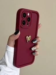 Private Lable iPhone 12 Pro Case Not Fit iPhone 12 Gold Heart Pattern Red Colour