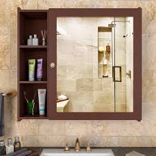 Private Lable Aesthetic Wooden Bathroom Cabinet with 5 Spacious Shelves Solid Brown