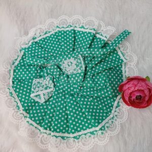 Private Lable Beautiful Comfortable Pure Cotton Dresses Laddugopalji and Balradharani Size 3 no pack of 1 green colour