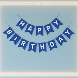 Private Lable Flyloons Happy Birthday Banner Dark Blue Decoration for Boys Girls Kids Baby Men Women 13 Pcs Paper
