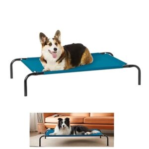 Nootie Elevated Dog Bed Breathable Teslin Mesh Cot 9 33 x 30 x 9 Inches blue colour
