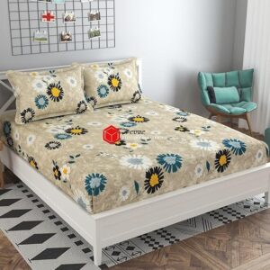Private Lable Cotton King Size Bedsheet with 2 Pillow Covers multi colour