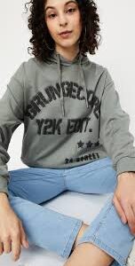 MAX Women Full Sleeve Printed Hooded Sweatshirt Size L