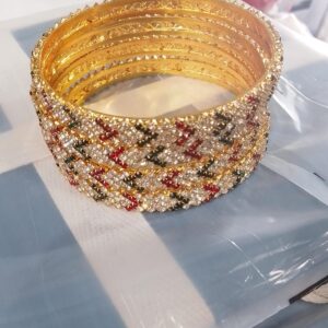 Private Lable Indian Beautiful Gold Plated Royal Bangles for Women Girls Set of 4
