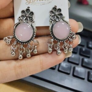 Private Lable Trendy Oxidised Silver Plated Earrings 1 pair
