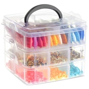 Private Lable 3 layer 18 Grid Storage Box Transparent blue Plastic Storage Organizer white colour