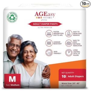 AGEasy Max Group Unisex Adult Diaper Pants with Wetness Indicator Pack of 1 10 Count M