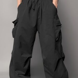 Private Lable Loose Fit Cargo pants for Women black colour size 32