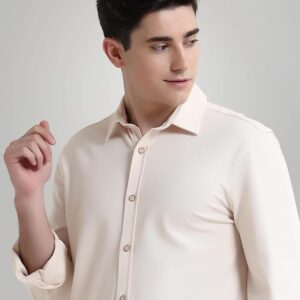 TURMS men Water Repellent Mens Knitted Shirt white colour size L