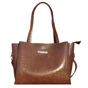 Fortify Craft Womens Premium Faux Leather Tote Bag Brown Colour