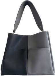 JENN Pocket Tote Bag Casual Shoulder Bag with Functional Pocket Black Grey color