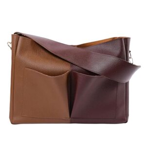 JENN Pocket Tote Bag Casual Shoulder Bag with Functional Pocket Colour Burgundy Mocha Brown