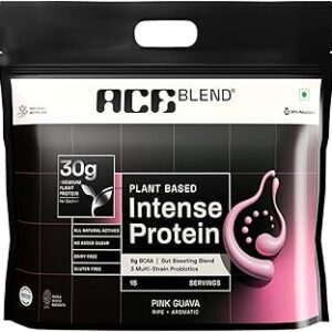 Ace Blend Intense 30G Plant Protein 15 Servings Muscle Growth Recovery Men Women Pink Guava Flavour