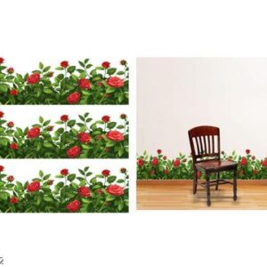 Private Lable Walking in The Garden Rose Flower Border Design Self Adhesive Border Wall Sticker