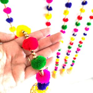 Private Lable Latkan Hangings Pom Pom Multicolour for Decoration pack of 10 pcs