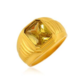 Privat Lable Memoir Brass Goldplated Faux Yellow Sapphire Pukhraj finger ring Men Women