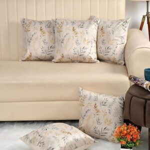 Privat Lable Cushion Covers 16 inch x 16 inch Printed Pack of 5 Piece Cream Colour