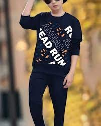 Fastcolors Cotton tshirt with pant for boys navy blue colour size 13to14yrs